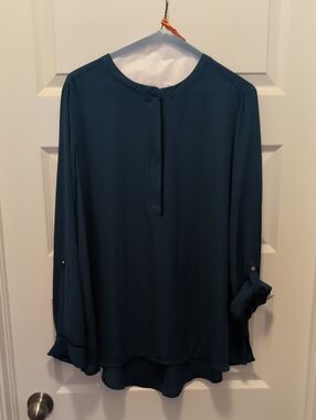 Apt. 9 Teal Blouse With Zippered Front